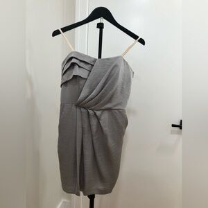 108. BCBGeneration Strapless Metallic Gray Dress